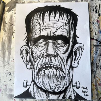 Frankenstein NEW Horror Original drawing By Frank Forte RARE One Of Kind | eBay US (Buy It Now)