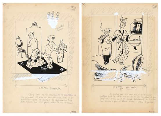 Badert | Ensemble de 2 illustrations à l’encre de Chine… | AZ auction