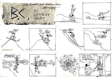 Johnny Hart - B.C. Sunday February 20, 1972 (B.C. Fowls Up & Gets Made Fun of By the Big Gal)!