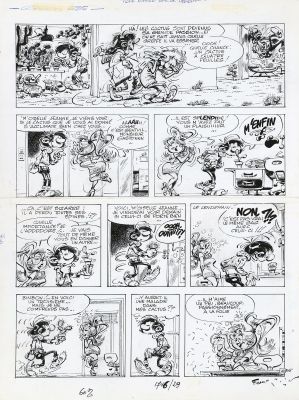 Gaston | Lot 390 - Planche-gag n°685 à l’encre de Chine et rehauts… | AZ auction