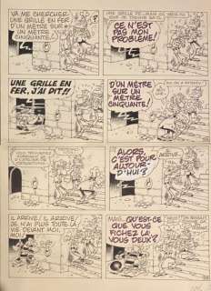 Lot 804 - PAUL DELIEGE (1931-2005) ‘BOBO’ ORIGINAL INDIA INK DRAWING, PRE-RETIREMENT STORY, PAGE 6, SPIROU 2544, 42 X 29.5 CM.