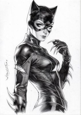 Catwoman (09"x12") Original Art by Vinicius Silva - Ed Benes Studio