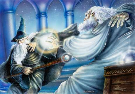 Montanini Angelo – "Saruman and Gandalf at the Tower of Orthanc", 1999 | Urania Casa d’Aste