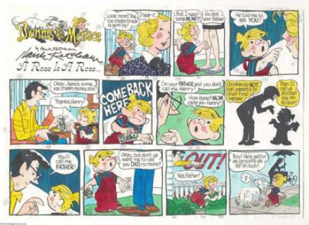 Hank Ketcham Studios - Dennis The Menace Sunday Comic Strip Color Guide, dated 4-21-91(North American Syndicate, - | Heritage