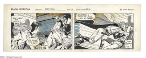 Dan Barry - Flash Gordon Daily Comic Strip Original Art, dated 2-23-63 (King Features Syndicate, 1963). Golly gee, - | Heritage