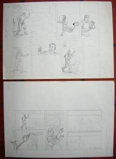 Benoît, Ted | Original pencil sketches on 2 pages for page 57  - Blake and Mortimer  - The Francis Blake Affair  - (1996) | Catawiki