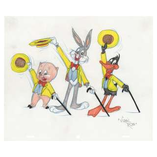 Bugs Bunny, Porky Pig, and Daffy Duck original drawing by Virgil Ross | misc / divers