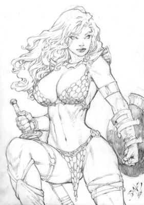 Ed Benes | Red Sonja - 09"x12" Pencil | Ed Benes