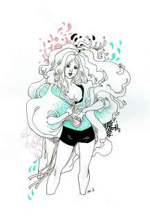 Marguerite Sauvage - Ink and Color Pencil Drawing