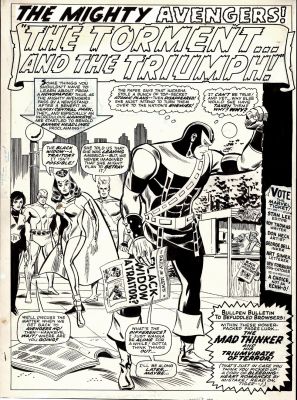 Don Heck, George Roussos - Avengers #39 P 1 Splash (Entire Avengers Team: Wasp, Scarlet Witch, Quicksilver, Goliath, Hawkeye & the Black Widow!) Large Art - 1966