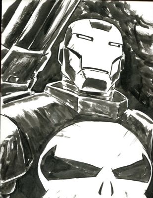 Matt Horak | Matt Horak - Iron Man W/Punisher Armor - Signed | Anthony’s Comic Book Art