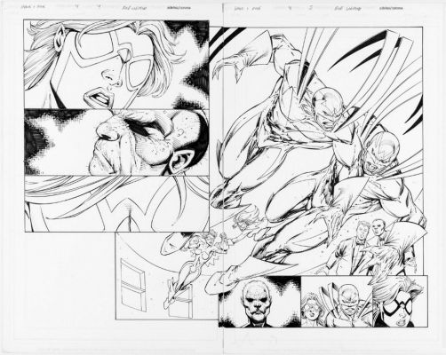 Rob Liefeld | HAWK & DOVE #4 PG.4-5 2 PG SPLASH | Black Line Fever