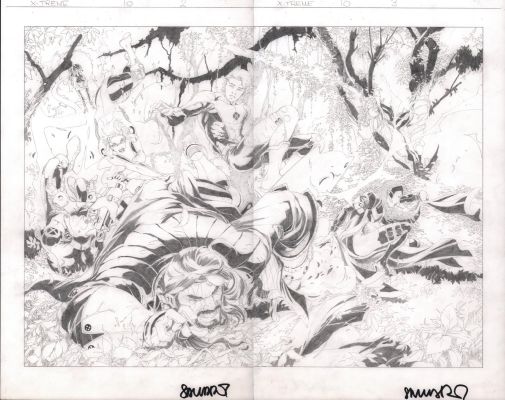 Salvador Larroca | X-Treme X-Men #10 Pgs.2&3 Dps - Signed - 2002 | Anthony’s Comic Book Art