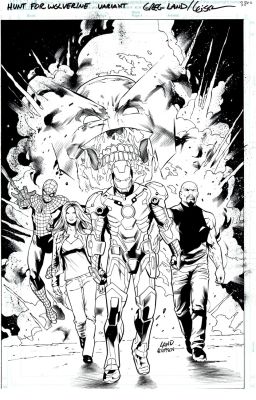 Greg Land Jay Leisten | Hunt For Wolverine: Adamantium Agenda #1 Cover (Skeleton Wolverine, Iron Man, Spider-Man, Jessica Jones, Luke Cage!) 2018 | Romitaman