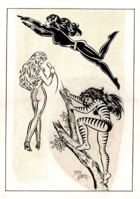 John Romita Sr. | Marvel Paint Book Published Oversized Back Cover Art (Black Widow, Tigra & Dazzler!) 1980S | Romitaman