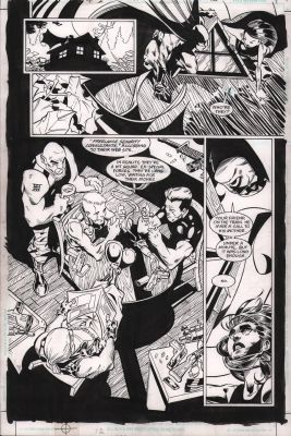 Damion Scott, John Lowe | Batgirl #14 P.12 - Batman, Cass, Thugs Playing Poker - 2001 | Anthony’s Comic Book Art