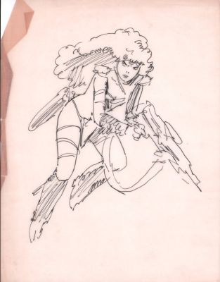Frank Thorne | Ghita Action Sketch on Vellum | Anthony’s Comic Book Art