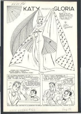 Bill Woggon | Beautiful Woggon 3 Page Katy Keene Story - Halloween Style - Spider Queen - Egyptian Princess - Mummy Issue Katy Keene # 53 Page 3 Page Story | Koch Comic Art
