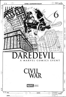 Pasqual Ferry | Ferry, Pasqual - Daredevil #6 Cover, Daredevil Looking For Elektra & the Civil War @ New Jersey Art Show | Cool Lines Art