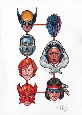 Mark Brooks - X-Men 23 And Wolverine 45 Cover Art - Colossus Banshee Sunfire Nightcrawler Storm Thunderbird