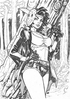 Female Jason Voorhees Halloween Original Pencil Art by LC Freitas | Raremarq (Buy It Now)