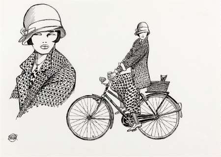 Crepax Guido - "Valentina on a bicycle", 1988 | Urania Casa d’Aste