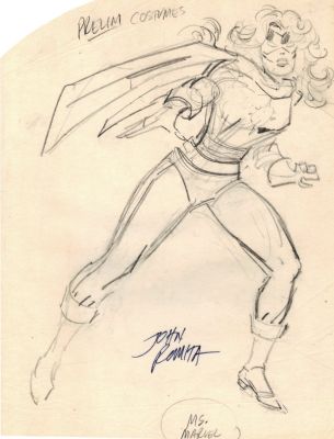 John Romita Sr. | Ms Marvel Very First Costume Design Drawing! (1970S) | Romitaman
