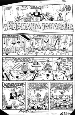 Fred Hembeck Brent Anderson | Hembeck, Fred / Brent Anderson - Fantastic Four Roast #1 Last Pg 32, Hembeck, W/ Ff & Spidey Cap Dd Leave Stage 1982 | Cool Lines Art