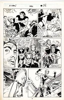 Marc Silvestri | Silvestri, Marc - Uncanny X-Men #260 Pg 10, Peter ’ Colossus Saves a Pretty Caliso From X-Men Costumed Gang 1990 | Cool Lines Art