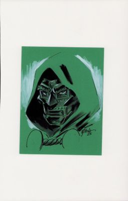 Steve Epting | Doom Ink Art Commission on Green Paper - Signed | Anthony’s Comic Book Art