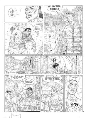 Jeremy | Double planche originale 4 en noir et blanc a l’encre de chine et en couleur a l’aquarelle de Murena Tome 13 | Galerie Napoléon