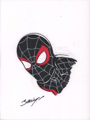 Mark Bagley | Miles Morales Spider-Man Coor Head Commission - Signed | Anthony’s Comic Book Art