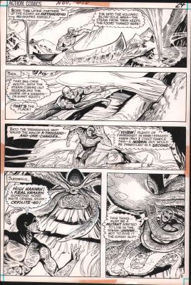 John Calnan | Action Comics #418 P.24 - Metamorpho Action Vs Giant Squid - 1972 | Anthony’s Comic Book Art