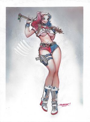 Justin (Moritat) Norman | Harley Quinn Page Painted Illustration | Splash Page