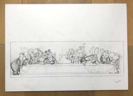 Wil Raymakers - Originele tekening Heer Bommel ‘The last Supper‘ - 2010 