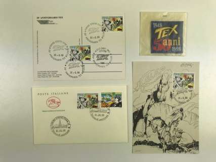 Tex - 3x cards + toppa "Tex 50 anni" - EO | Catawiki