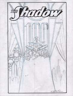 Matt Wagner Shadow #100 Original Cover Prelim w/ Signed X3 Copy