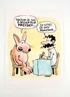 CARALI Docteur Je... - Lot 438 - CARALI Docteur Je suis éjaculateur précoce Aquarelle...