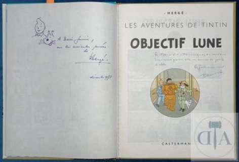 Hergé/Tintin. Dessin dédicacé réalisée en 1973 dans… | Dagoty