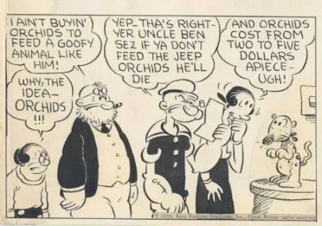 153: Segar Popeye daily 4/10/36 original comic art | Russ Cochran