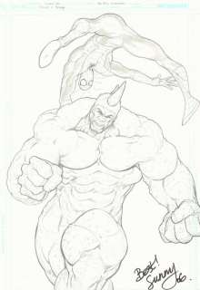 Sunny Lee - Spider-Man Vs. the Rhino Pencil Piece - 2006 Signed