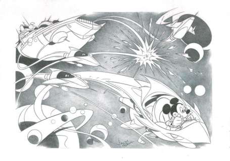 Mickey In Spacecraft - Original Drawing - Disney Artist Jaume Esteve - EO | Catawiki