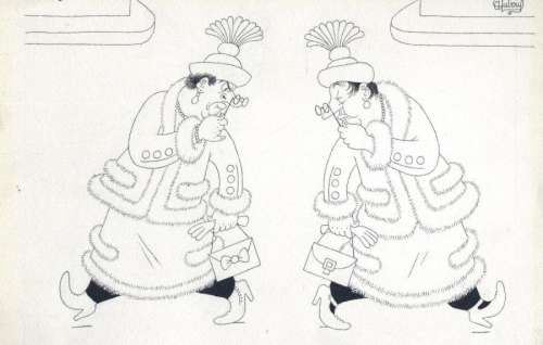 Dubout, Albert | Illustration avec dessin préparatoire au dos. Signée en | Cornette de St Cyr