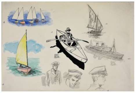 Eddy Paape (1920-2012)... | Eddy Paape (1920-2012) - dessin de la série Marc Dacier... | Arthema Auction