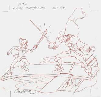 Peter Pan and Captain Hook Fight Scene - Original Production Drawing - JM Cardona - EO - (1990) | Catawiki