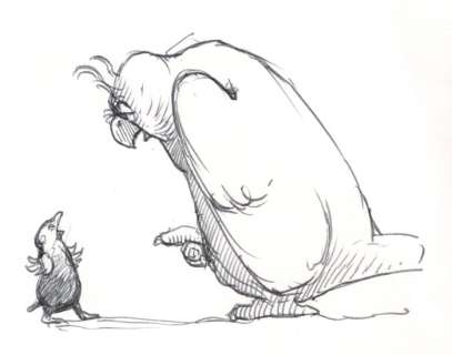 Dulieu, Jean (Oort, Jan van)  - Originele pentekening  - Paulus de Boskabouter - Oehoeboeroe in gesprek met Mol - Page volante - (1976) | Catawiki