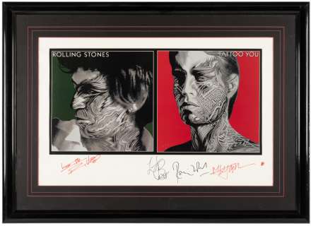 THE ROLLING STONES "TATTOO YOU" FRAMED FULL BAND HAND-SIGNED LITHOGRAPH. | Hake’s