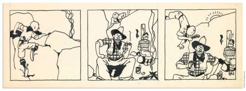 Hergé | HERGÉ TOTOR Strip original, composé de trois cases, publié... | Daniel Maghen Enchères