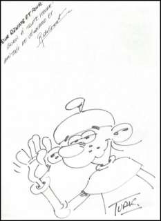 Turk. Dessin dédicacé Léonard | BDEnchères