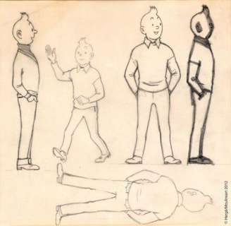 Herg (Studios) | HERGÉ TINTIN Illustration au crayon sur calque, réalisée par les studi | Cornette de St Cyr
